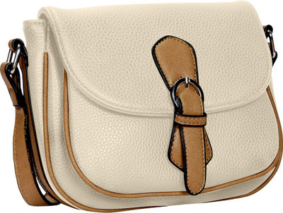 

Bagkok Women Casual Beige PU Sling Bag