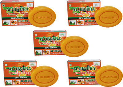 AryanShakti Aloevera Orange Soap | 100% natural(375 g, Pack of 5)