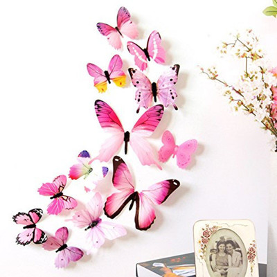 

ACUTAS  3D Butterfly Sticker Pink Sticker(Pack of 1, Multicolor