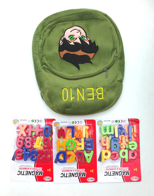 

Aparnas Ben 10 bag for toddlers and magnetic captial and small alphabets abcd and numbers for kids - 25 cm(Multicolor)