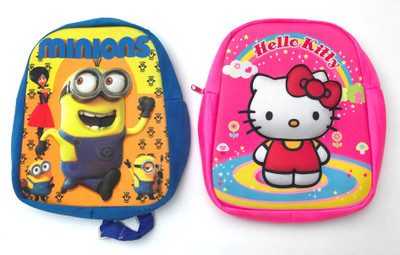 

Aparnas Two bags for toddlers of Minnion and Hello Kitty 10 3d effect plush bag - 25 cm(Multicolor)