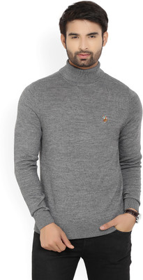 

U.S. Polo Assn Solid Turtle Neck Casual Men Grey Sweater, Grey melange
