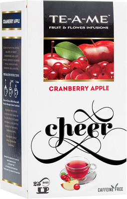 

TE-A-ME Cranberry Apple Fruit and Flower Herbal Tea Infusion Pack Cranberry, Apple Infusion Tea Bags Box(25 Bags)