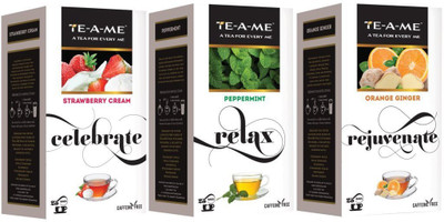

TE-A-ME Oranger Ginger Infusion Tea & Strawberry Cream Infusion Tea & Peppermint Infusion Tea Combo Strawberry, Orange, Ginger, Peppermint Infusion Tea Bags Box(75 Bags)