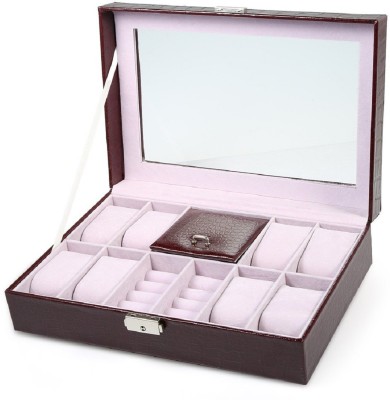 ShopAis 8 Slots Wrist Watch Display Case Box Jewelry Storage Organizer Watch Box(Multicolor, Holds 8 Watches)   Watches  (ShopAis)