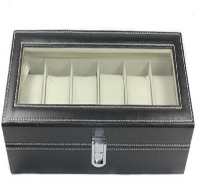 ShopAis 6 Slots Wrist Watch Display Case Box Jewelry Storage Organizer Watch Box(Black, Holds 6 Watches)   Watches  (ShopAis)