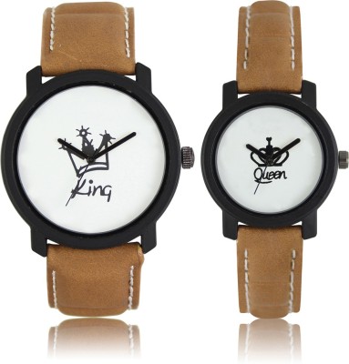 Shivam Retail LR- King-Queen Designer Special Addition With attractive Leather Strap Watch  - For Couple   Watches  (Shivam Retail)