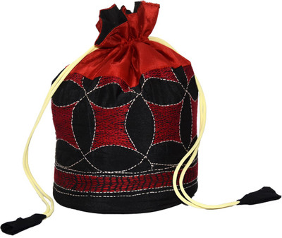 

Estheticmind Silk hand embroidery botua Sling Bag(Black, 7 L)