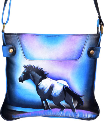 

niyaro High quality C leather Hand painted by artists Waterproof Sling Bag(Multicolor, 5 L)