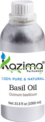 

KAZIMA Basil Tulsi Essential Oil (1000ML) 100% Pure Natural & Undiluted For Skin care & Hair treatment(1000 ml)