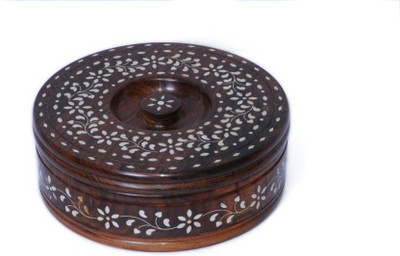 

india wooden handicraft wooden chapati box - 500 ml Wood Grocery Container(Brown)