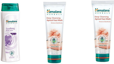 

Himalaya soothing body lotion, deep cleansing apricot face wash(Set of 3)
