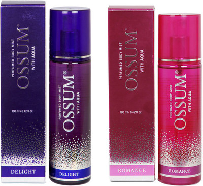 

OSSUM DELIGHT PERFUMED BODY MIST 190 ML. + ROMANCE PERFUMED 190 ML. Body Mist - For Women(190 ml)