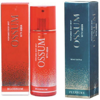 

OSSUM PLEASURE PERFUMED BODY MIST 190 ML + BLOSSOM PERFUMED 190 ML Body Mist - For Women(190 ml, Pack of 2)