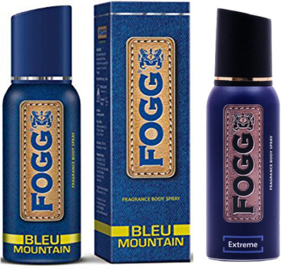 

Fogg BLEU MOUNTAIN FRAGRANCE BODY SPRAY 120 ML + EXTREME FRAGRANCE 120 ML Body Spray - For Men(120 ml, Pack of 2)