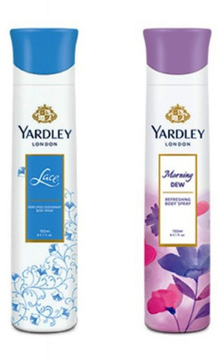 

Yardley London Lace and Morning Dew Combo Pack 2 Deodorant Spray - For Women(150 ml, Pack of 2)