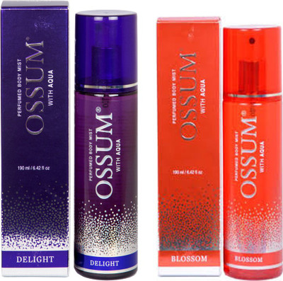 

OSSUM DELIGHT PERFUMED BODY MIST 190 ML + BLOSSOM PERFUMED 190 ML Body Mist - For Women(190 ml, Pack of 2)