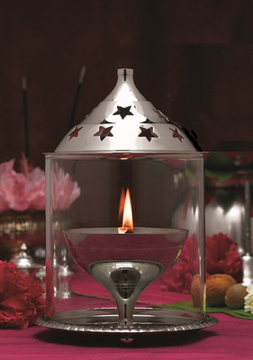 

ekavya DYAS_007799 Nickel Table Diya(Height: 13 inch)