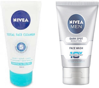 

Nivea TOTAL CLEANUP FACE WASH 50ML + MEN DARK SPOT REDUCTION 100ML Face Wash(100 ml)