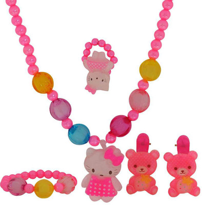 

Maayra Girls's Teddy Kitty Pack of 5 Hair Accessory Set(Pink)