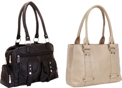 

Lady bar Shoulder Bag(Black, Tan)