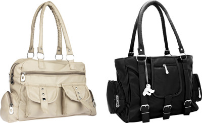 

Lady bar Shoulder Bag(Beige, Black)