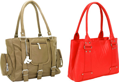 

Lady bar Shoulder Bag(Tan, Red), Red;tan