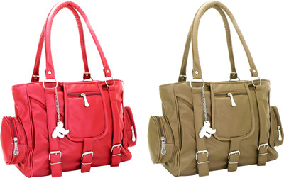 

Lady bar Shoulder Bag(Pink, Tan)