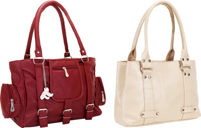 

Lady bar Shoulder Bag(Maroon, Beige), Beige;maroon