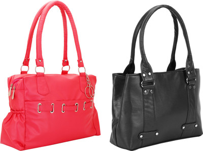 

Lady bar Shoulder Bag(Pink, Black), Black;pink