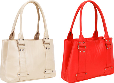 

Lady bar Shoulder Bag(Beige, Red)