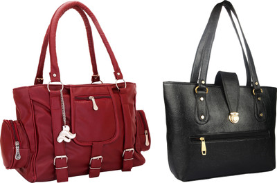 

Lady bar Shoulder Bag(Maroon, Black), Black;maroon