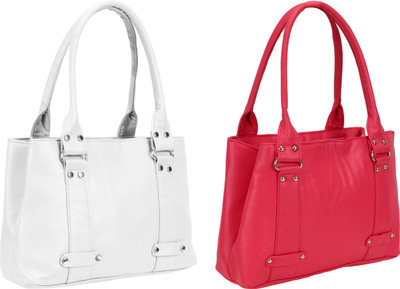 

Lady bar Shoulder Bag(White, Pink), Pink;white