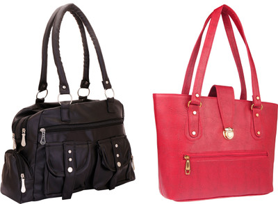 

Lady bar Shoulder Bag(Black, Pink)