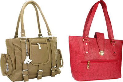 

Lady bar Shoulder Bag(Tan, Red), Red;tan