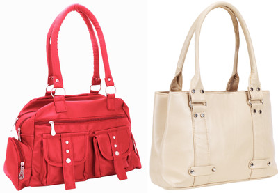 

Lady bar Shoulder Bag(Pink, Beige), Beige;pink