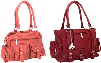 Lady bar Shoulder Bag(Pink, Maroon), Maroon;pink
