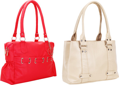 

Lady bar Shoulder Bag(Red, Beige), Beige;red