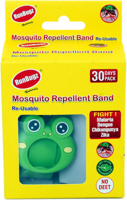 

RUNBUGZ FROGGY MOSQUITO REPELLENT BAND WITH 2 REFILLABLE TABS GREEN - 1 MONTH PACK
