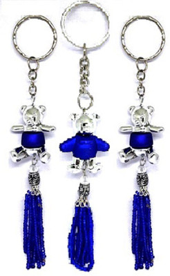 

MM Set of 3 Fashionable Blue Keychain 1 Standing Teddy and 2 Sitting Teddy Premium Charm Pendant Key Chain Key Chain