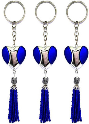 

MM Set of 3 Fashionable Blue Keychain of Heart Shaped Premium Charm Pendant Key Chain Key Chain