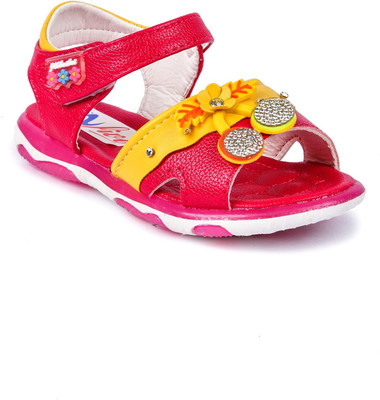 

N Five Girls Velcro Strappy Sandals(Pink, Peach