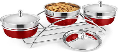 

POGO POG 3G Stainless Steel Snacker Set Plastic Bowl Set(Red)