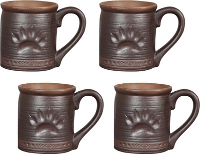

Miah Décor Handcrafted Ceramic Matte Finish Ceramic Mug(200 ml, Pack of 4), Brown