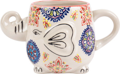

Chumbak Pattern Elephant Ceramic Mug(200 ml), Multicolor