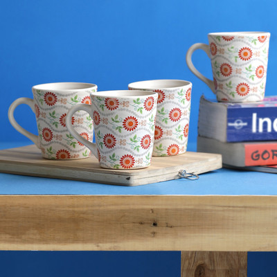 

Miah Décor MD-146 Ceramic Mug(300 ml, Pack of 4), Multicolor