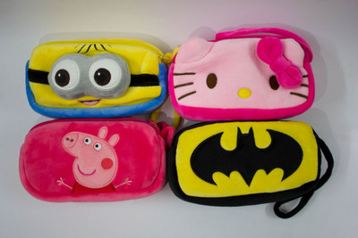 

Shopkooky Premium Cartoon Character Printed Supersoft Multipurpose Cartoon Pouches (Pack Of 4) | Minion Hello Kitty Peppa Batman | Specially Designed For Kids To Carry Thier School Stuff | Attractive Designer and Stylish | Perfect for Gifting Purpose | Re