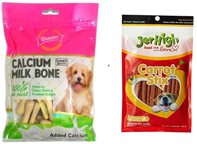 

pawsitively Pet Care Calcium Milk Bone 30 Pcs with Jer High carrot 100 Gm in Offer Price Dog Milk, Carrot Dog Treat(0.4 kg, Pack of 2)