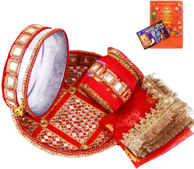 

Creativity Centre Trendy Red Color Karwa Chauth Pooja Thali Set Stainless Steel(7 Pieces, Multicolor)