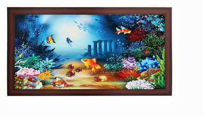 

Sparkle Print Photo Of Fish Tank In Brown Wooden Frame Big Fine Art Print(12 inch X 18 inch, Framed)